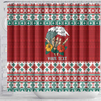 Shaka Sign Skull Mele Kalikimaka Personalized Shower Curtain Hawaiian Quilt Pattern - Polynesian Pride