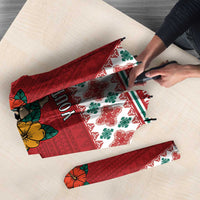 Shaka Sign Skull Mele Kalikimaka Personalized Umbrella Hawaiian Quilt Pattern - Polynesian Pride