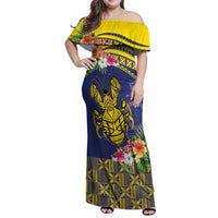 Niue Coconut Crab Family Matching Off Shoulder Maxi Dress and Hawaiian Shirt Rock of Polynesia