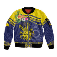 Niue Coconut Crab Sleeve Zip Bomber Jacket Rock of Polynesia LT9 Unisex Gold - Polynesian Pride