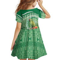 Norfolk Parakeet Tropical Family Matching Off Shoulder Short Dress and Hawaiian Shirt Norfolk Island Tribal Pattern