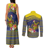 Monuina e Kilisimasi Niue Christmas Couples Matching Tank Maxi Dress and Long Sleeve Button Shirt Niuean Tribal Pattern