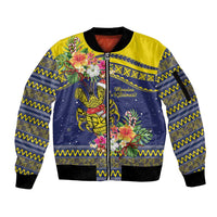 Monuina e Kilisimasi Niue Christmas Sleeve Zip Bomber Jacket Niuean Tribal Pattern LT9 Unisex Gold - Polynesian Pride