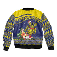 Monuina e Kilisimasi Niue Christmas Sleeve Zip Bomber Jacket Niuean Tribal Pattern LT9 - Polynesian Pride