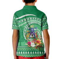 Norfolk Island Pine Tree Christmas Kid Polo Shirt Coat of Arm and Polynesian Pattern LT9 - Polynesian Pride