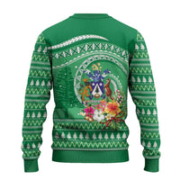Norfolk Islands Pine Tree Christmas Ugly Christmas Sweater Coat of Arm and Polynesian Pattern