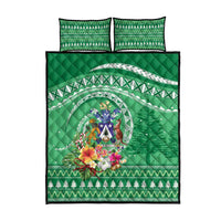 Norfolk Island Pine Tree Christmas Quilt Bed Set Coat of Arm and Polynesian Pattern