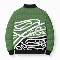 Green Fern New Zealand Kowhai Ngutukak Bomber Puffer Jacket - Polynesian Pride