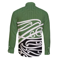 Green Fern New Zealand Kowhai Ngutukak Family Matching Long Sleeve Bodycon Dress and Hawaiian Shirt - Polynesian Pride