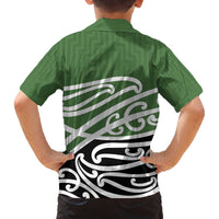 Green Fern New Zealand Kowhai Ngutukak Family Matching Off The Shoulder Long Sleeve Dress and Hawaiian Shirt - Polynesian Pride