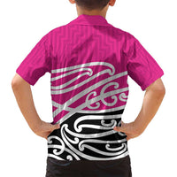 All Pink New Zealand Kowhai Ngutukak Family Matching Off Shoulder Short Dress and Hawaiian Shirt - Polynesian Pride