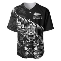 New Zealand Lawn Bowls Custom Baseball Jersey Black Maori Warrior Tribal Silver Fern - Polynesian Pride