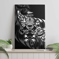New Zealand Lawn Bowls Canvas Wall Art Black Maori Warrior Tribal Silver Fern - Polynesian Pride