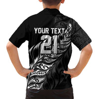 New Zealand Lawn Bowls Custom Family Matching Long Sleeve Bodycon Dress and Hawaiian Shirt Black Maori Warrior Tribal Silver Fern LT9 - Polynesian Pride