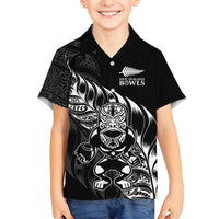 New Zealand Lawn Bowls Custom Family Matching Long Sleeve Bodycon Dress and Hawaiian Shirt Black Maori Warrior Tribal Silver Fern - Polynesian Pride