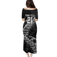 New Zealand Lawn Bowls Custom Family Matching Puletasi and Hawaiian Shirt Black Maori Warrior Tribal Silver Fern LT9 - Polynesian Pride