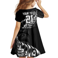 New Zealand Lawn Bowls Custom Family Matching Short Sleeve Bodycon Dress and Hawaiian Shirt Black Maori Warrior Tribal Silver Fern LT9 - Polynesian Pride