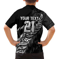 New Zealand Lawn Bowls Custom Family Matching Summer Maxi Dress and Hawaiian Shirt Black Maori Warrior Tribal Silver Fern LT9 - Polynesian Pride