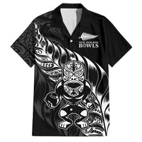 New Zealand Lawn Bowls Custom Family Matching Summer Maxi Dress and Hawaiian Shirt Black Maori Warrior Tribal Silver Fern LT9 Dad's Shirt - Short Sleeve Black - Polynesian Pride