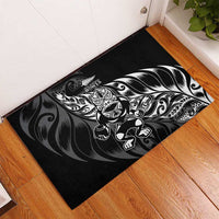 New Zealand Lawn Bowls Rubber Doormat Black Maori Warrior Tribal Silver Fern - Polynesian Pride