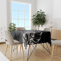 New Zealand Lawn Bowls Tablecloth Black Maori Warrior Tribal Silver Fern - Polynesian Pride