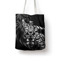 New Zealand Lawn Bowls Tote Bag Black Maori Warrior Tribal Silver Fern - Polynesian Pride