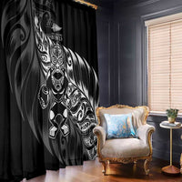 New Zealand Lawn Bowls Window Curtain Black Maori Warrior Tribal Silver Fern - Polynesian Pride