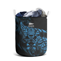 New Zealand Lawn Bowls Laundry Basket Blue Maori Warrior Tribal Silver Fern - Polynesian Pride