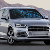 New Zealand Lawn Bowls Auto Sun Shade Blue Maori Warrior Tribal Silver Fern - Polynesian Pride