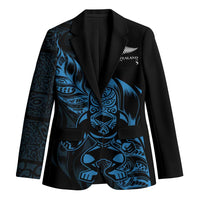 New Zealand Lawn Bowls Custom Blazer Blue Maori Warrior Tribal Silver Fern - Polynesian Pride