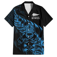 New Zealand Lawn Bowls Custom Family Matching Puletasi and Hawaiian Shirt Blue Maori Warrior Tribal Silver Fern - Polynesian Pride