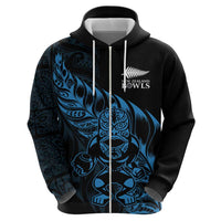 New Zealand Lawn Bowls Custom Hoodie Blue Maori Warrior Tribal Silver Fern - Polynesian Pride