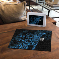 New Zealand Lawn Bowls Puzzle Blue Maori Warrior Tribal Silver Fern - Polynesian Pride