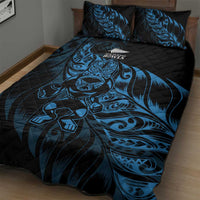 New Zealand Lawn Bowls Quilt Bed Set Blue Maori Warrior Tribal Silver Fern - Polynesian Pride