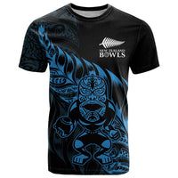 New Zealand Lawn Bowls Custom T Shirt Blue Maori Warrior Tribal Silver Fern LT9 Blue - Polynesian Pride