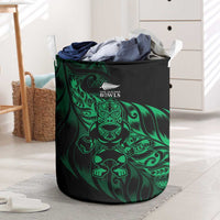 New Zealand Lawn Bowls Laundry Basket Green Maori Warrior Tribal Silver Fern - Polynesian Pride