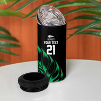 New Zealand Lawn Bowls Custom 4 in 1 Can Cooler Tumbler Green Maori Warrior Tribal Silver Fern - Polynesian Pride