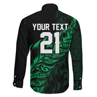 New Zealand Lawn Bowls Custom Family Matching Off Shoulder Maxi Dress and Hawaiian Shirt Green Maori Warrior Tribal Silver Fern LT9 - Polynesian Pride