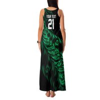 New Zealand Lawn Bowls Custom Family Matching Tank Maxi Dress and Hawaiian Shirt Green Maori Warrior Tribal Silver Fern - Polynesian Pride