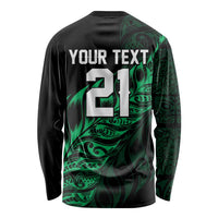 New Zealand Lawn Bowls Custom Long Sleeve Shirt Green Maori Warrior Tribal Silver Fern - Polynesian Pride