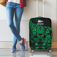 New Zealand Lawn Bowls Luggage Cover Green Maori Warrior Tribal Silver Fern - Polynesian Pride