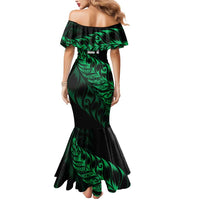 New Zealand Lawn Bowls Custom Mermaid Dress Green Maori Warrior Tribal Silver Fern - Polynesian Pride