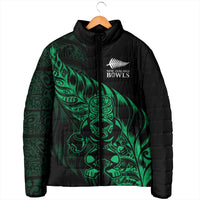 New Zealand Lawn Bowls Custom Padded Jacket Green Maori Warrior Tribal Silver Fern - Polynesian Pride