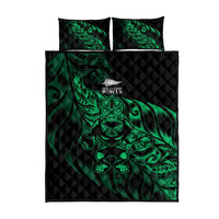 New Zealand Lawn Bowls Quilt Bed Set Green Maori Warrior Tribal Silver Fern - Polynesian Pride