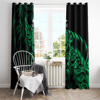 New Zealand Lawn Bowls Window Curtain Green Maori Warrior Tribal Silver Fern - Polynesian Pride