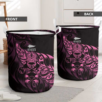 New Zealand Lawn Bowls Laundry Basket Pink Maori Warrior Tribal Silver Fern - Polynesian Pride