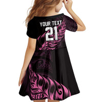 New Zealand Lawn Bowls Custom Family Matching Off The Shoulder Long Sleeve Dress and Hawaiian Shirt Pink Maori Warrior Tribal Silver Fern LT9 - Polynesian Pride