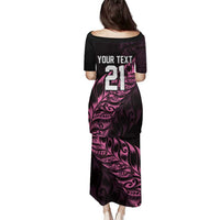 New Zealand Lawn Bowls Custom Family Matching Puletasi and Hawaiian Shirt Pink Maori Warrior Tribal Silver Fern - Polynesian Pride