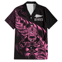 New Zealand Lawn Bowls Custom Family Matching Tank Maxi Dress and Hawaiian Shirt Pink Maori Warrior Tribal Silver Fern LT9 Dad's Shirt - Short Sleeve Pink - Polynesian Pride
