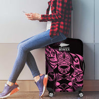 New Zealand Lawn Bowls Luggage Cover Pink Maori Warrior Tribal Silver Fern - Polynesian Pride